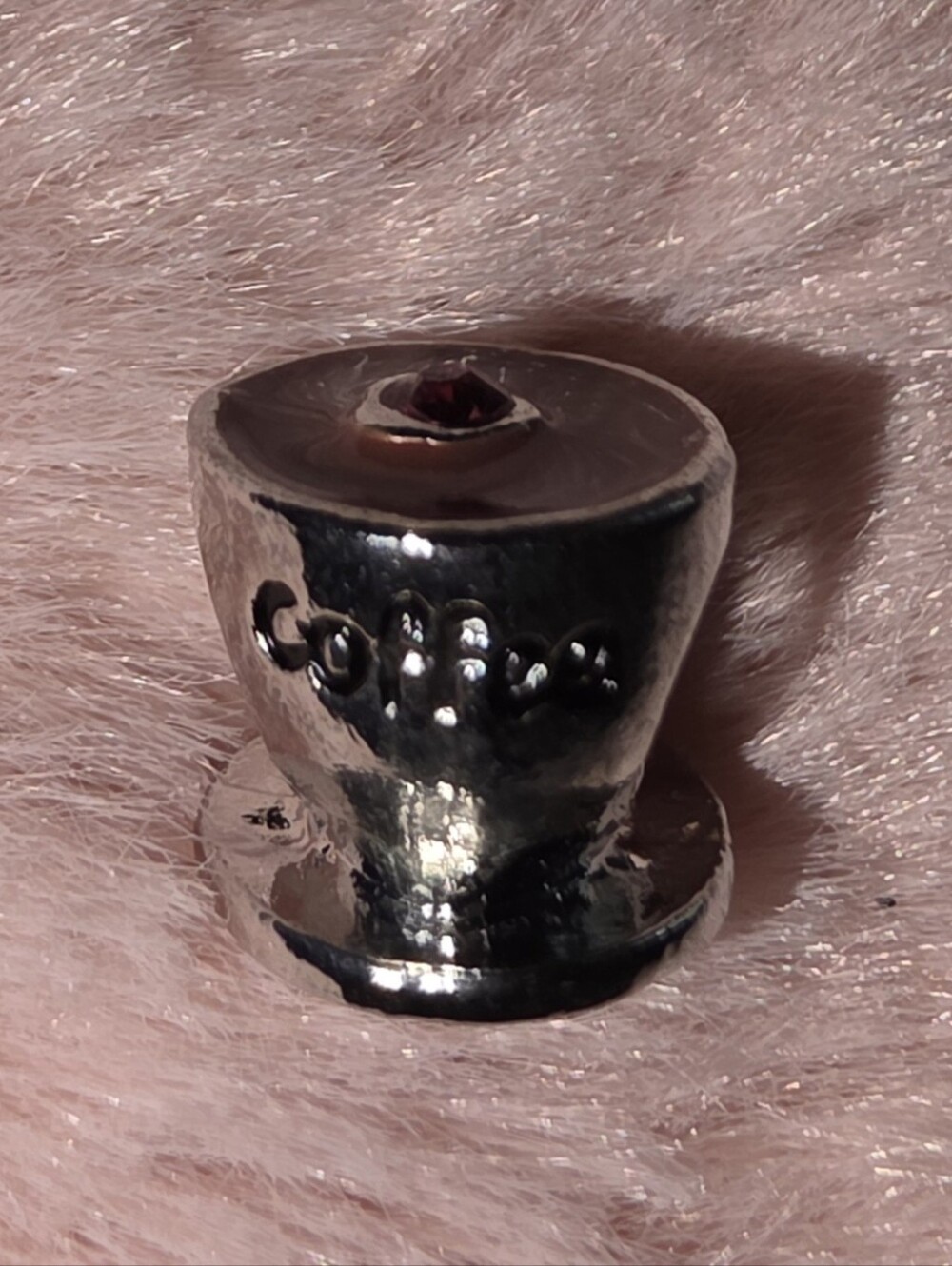 NWOT Pandora-style Bead Coffee Cup With Swarovski Crystal-type Pink Bead Silver